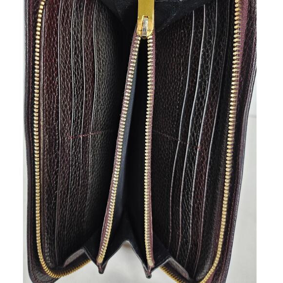 SAINT LAURENT PARIS Dark Brown Leather Continental Wallet - Gold-Tone Hardware - Picture 7 of 13